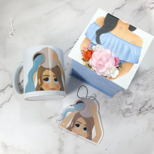 Aquarius Gift Box| with car hanger and mug
