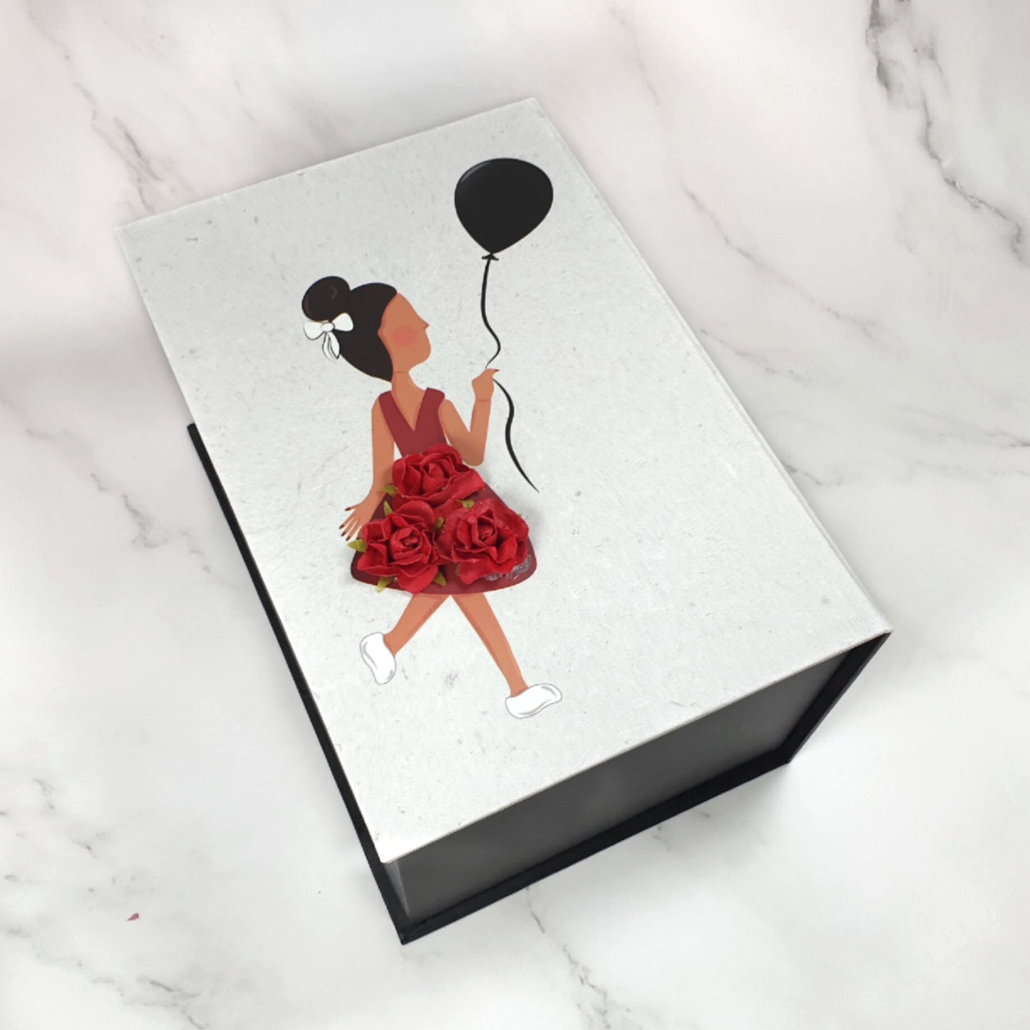 Red Flowers 3D Box - Larg